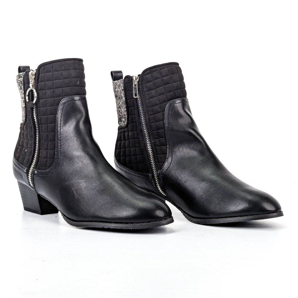 Ros Hommerson Women Reese Black Faux Leather Zip Office Dress Boots sz 11